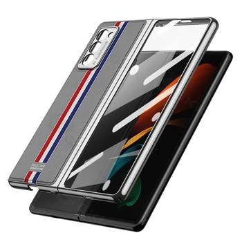 Oda+Grūdintas Stiklas Visišką Apsaugą Hard Case For Samsung Galaxy Z Sulenkite 2 Atveju Prabanga Apkalos Krašto Dangtelis, Skirtas 