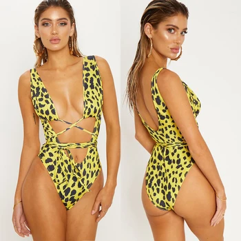 2020 Metų Vasaros Seksualus Tuščiaviduriai Iš Bikini Vienas Gabalas Leopardas Spausdinti Seksuali Moteris Push Up Kamšalu Monokini Vasaros Paplūdimio Maudymosi Kostiumas
