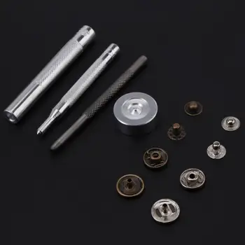 50Sets Metalo Snap Mygtukų Snaps Paspauskite Mygtuką Tvirtinimo detalės + Hole Punch + Nustatymą, Įrankį 