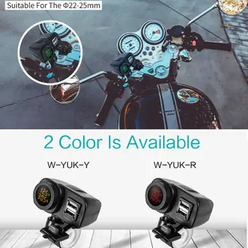 2019 Motociklo Dual USB Įkroviklis Voltmeter Termometras Cell Phones/Tablets/GPS