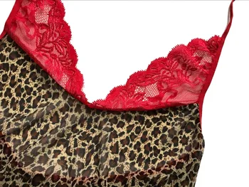 Seksualus apatinis trikotažas karštas erotinis Seksualus Leopard Babydoll minidress Apatiniai Teddies lėlės suknelė Gėlių naktiniai drabužiai Pižamą artimieji