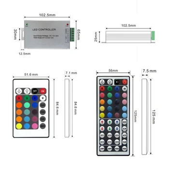 Led Valdiklis 24 / 44 Klavišai LED IR RGB Controler IR Nuotolinis Reguliatorius DC12V 144W Už 5050 SMD 3528 10m-20m LED RGB juostos