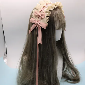 Japonijos Minkštas Sesuo Lolita Plaukų Juosta Rankų Staigius Nėrinių Pusėje įrašą Lolita Saldus Kasdien Hairband Mielas Bowkont Plaukų Aksesuarai