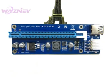 VER 006C PCI-E PCI-E Express 1X iki 16X vaizdo plokštė Stove Extender Kortelės kabelio Adapteris 6 pin maitinimo Bitcoin Miner