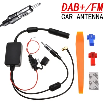 Black FM/AM Radijas Stereo Antenos Signalo Stiprintuvą DAB+ Automobilio Antenos Komplektas Adapterio Kabelį Automobilių Antenos Signalo Padidinti Kabeliai Priedai