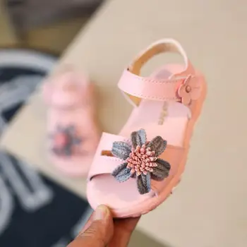 Gražus Gėlių Baby Girl Vasaros Sandalai Vaikus Minkštas Butas Princesė Vaikų Paplūdimio Bateliai Mažai Mergaitei 1 2 3 4 5 6 Metų amžiaus