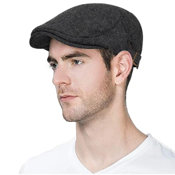 2019 vew Retro Newsboy Kepurės Vyrų Aštuoniakampis Skrybėlės Juoda Britų Dailininkų Kepurės Rudenį, Žiemą Beretės Eglute Butas Kepurės