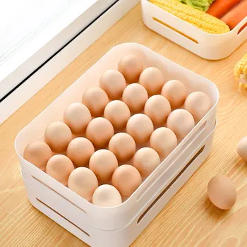 Liangduo 24 Tinklelis, Daržovių Ir Plastikinių Kiaušinių Konteinerių Atveju, Šaldytuvas Maisto Produktų Laikymo Dėžutė Virtuvės Šaldytuvas Įrankiai Nešiojamų Kiaušinių Organizatorius