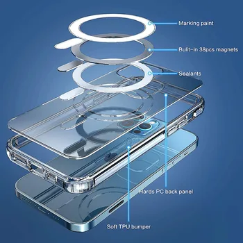 Magnetinio Telefono dėklas skirtas iPhone 12 Pro Max Mini iPhon atvejais Belaidžio 12iphone lphone 12promax 12pro 11 atsparus smūgiams Pilna Apsauga