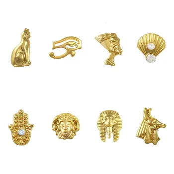 100vnt Mix 8 Dizaino 3D Aukso Egiptas Temą Nagų Dailės Papuošalai Lydinio Faraonas Gabalas Manikiūro ornamentu