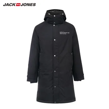 JackJones Vyrų Žiemos gobtuvu stovėti apykaklės ilgai stiliaus žemyn striukė vėjo parko paltai mada streetwear 219312511
