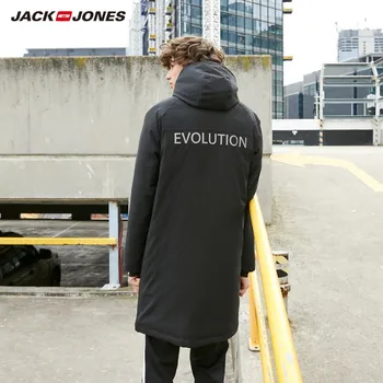 JackJones Vyrų Žiemos gobtuvu stovėti apykaklės ilgai stiliaus žemyn striukė vėjo parko paltai mada streetwear 219312511