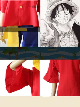 Japonų Anime One Piece Monkey D. Luffy Kostiumas Comic con Vaidmuo Žaisti Luffy Cosplay apranga su skrybėlę