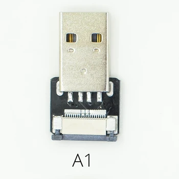 Standartinis USB 2.0 male Micro USB žemyn Kampu FPV 3A stebėti Super Minkštas Ultra Plonas Butas FPC įkrovimo AV išėjimas lankstus Kabelis
