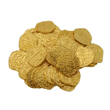 Urmu DAUG X 100VNT / 4 SPALVŲ monetos, kiekviena spalva 25pcs, doubloons, Piratų žaislas monetų Kapitonas Piratų Partija metalo monetos