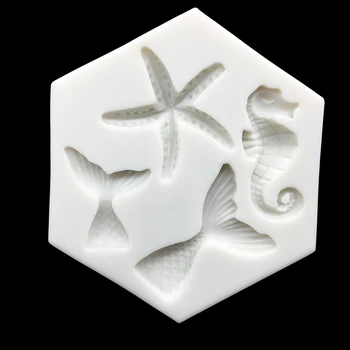 Didmeninė 10 vnt Undinėlės Uodega Žvaigždė Seahorse Silikono Formos Sugarcraft Keksiukų Kepimo Formą Minkštas Tortas Dekoravimo Įrankiai