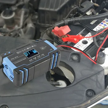 Automobilių, Motociklų Švino Rūgšties Baterijos Impulso Remonto Įkroviklį, Visiškai Automatinis Smart Greitas Įkroviklis (12V/24V) Su skystųjų KRISTALŲ Ekranas JAV plug