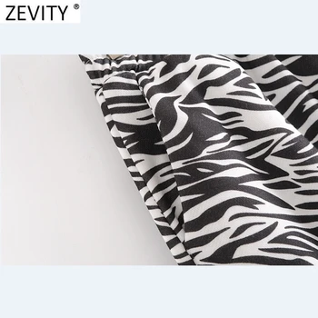 2021 Moterų Derliaus Zebras Dryžuotas Spausdinti Pločio Kojų Kelnės Moteriška Elastinga Juosmens Atsitiktinis Kulkšnies Ilgio Kelnės Pantalones Mujer P979