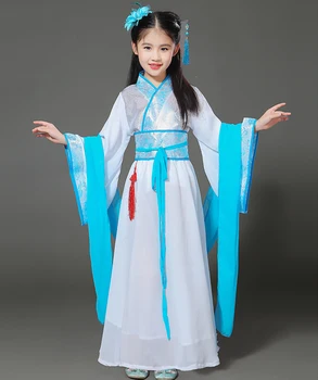 Mergaičių Kinų Tradicinės Hanfu Suknelė Senovės Kinų Operos Han Tang Ming Kostiumas Dinastijos Vaikų Drabužiai, Liaudies Šokiai Vaikams, Vaikas