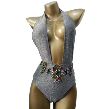 2020 Gilia V kalnų krištolas vientisi maudymosi kostiumėlį moteris Krištolo ir Deimantų Grandinėje Diržas Moterų maudymosi Kostiumėliai, Apynasrio Maudymosi Kostiumą, Aukštos sumažinti Monokini