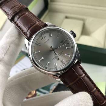 Top Prabangos prekės klasikiniai vyriški žiūrėti paprastas stilius serijos odinis dirželis riešo laikrodžiai Automatinė kvarcas laikrodžio verslo reloj rlx12