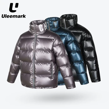 Uleemark Vyrų Žemyn Paltai Žiemos Metalo Spalvos Streetwear Stand-up Apykaklės Puffer Jacket