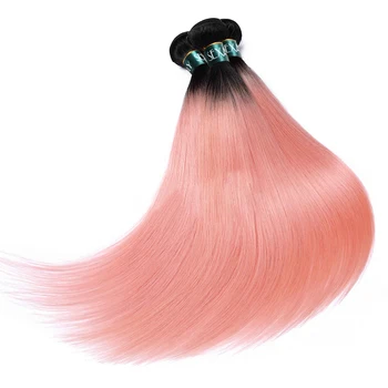 SEXAY Šviesiai Rausvos Ombre Brazilijos Tiesūs Plaukai Ryšulius Su Uždarymo 4pcs/pak iš Anksto Spalvos Remy Human Hair Ryšulius Su Uždarymo