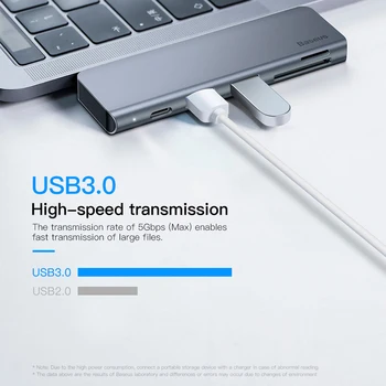 Baseus USB C HUB Tipo c iki Kelių Prievadai USB 3.0 USB3.0 C Tipo Maitinimo Adapteris USB-C HUB Splitter Dock For Macbook Pro Oro USBC GYV