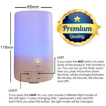 KBAYBO 50ml Ultragarso USB Difuzorius oro Drėkintuvas eterinis Aliejus difuzoriaus Aromaterapija Automobilių Difuzorių Drėkintuvas 7 spalvų LED Šviesos