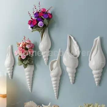 3D Dekoratyvines Porceliano Vazos Spiralinio Korpuso Sienos Gėlių Vaza Hydroponics Augalų, Gėlių Butelio Laikiklį, prie Sienos tvirtinamas