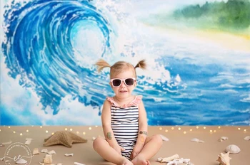 Paplūdimio Fone Vasaros Matyti Debesis Baby Vaikų Portretas Backdrops Baltas Debesis Mėlyname Danguje Fone Paplūdimio Šaliai Dekoro