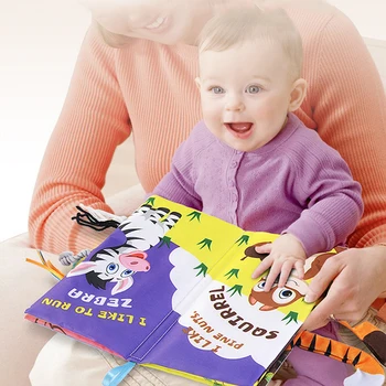 Kūdikių 3D Audinio Knygos Kūdikių Anksti Pažinimo Vystymosi Knygų Kūdikių Švietimo Besitęsianti Veikla, Knygos Gyvūnų anglų kalba Istorija Knygos