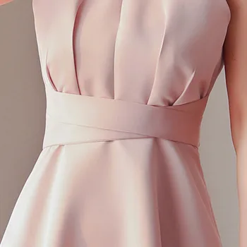 Aukštos Kokybės Naujas 2021 Rožinė Apynasrio Suknelės Trumpas Vestidos Elegantiškas Satino Kokteilis Moterims, Chalatai