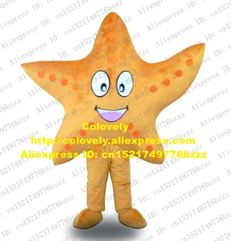 Mielas Oranžinis Jūros Žvaigždė Talismanas Kostiumas Mascotte Stelleroid Asteroidia Žvaigždė Su Oranžinės Spalvos Dėmės Ant Odos Laimingas Veidas Nr. 3976 Nemokama Laivas