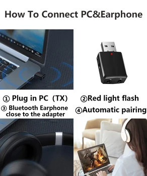 USB 3 in 1 Bluetooth5.0 Siųstuvas, Imtuvo Garso plokštė Belaidžio Garso Adapteris Dongle TV KOMPIUTERIO, Ausinės, Namų garso sistemos Automobilio HIFI