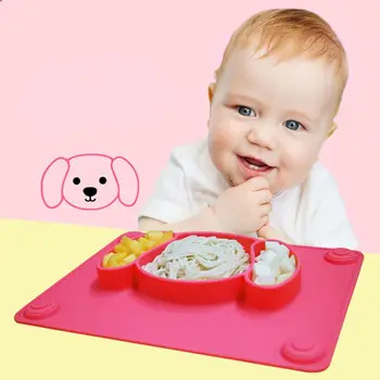 Bamblys Kūdikių Silikono Siurbimo Placemat Vaikų mitybos Ne Slydimo Plokštė Lengva Valyti 19QF