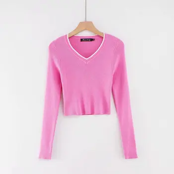 Rudenį 2020 m. pasėlių megztinis kawaii mielas megztiniai megzti džemperis rožinis moterų žiemos drabužių moterų megztinis megztinis seksualus viršūnės