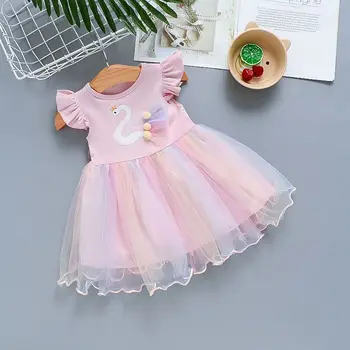 Vasarą kūdikis princesė vestuvių suknelė naujagimių bamblys bebe merginos nėrinių gimtadienius šalies aprangos komplektai vaikams