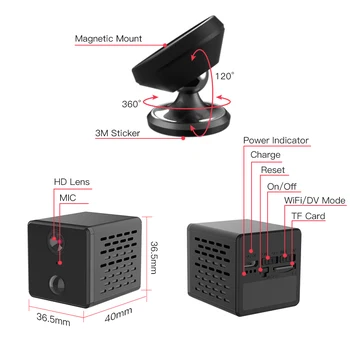 Mini kamera Vstarcam 1080P Mini Wifi Kamera, 1500 mah Akumuliatorius IP Kameros AI PIR Žmogaus Kūno Aptikimo Signalizacijos IR Naktį