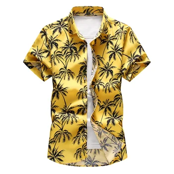 2020 metų Vasaros Naujas Havajų Vyrų Paplūdimio Marškinėliai Vyrų Mados Slim Spausdinti Trumpas Rankovės Marškinėliai Didelio Dydžio 6XL 7XL 8XL