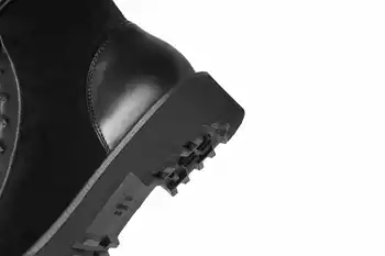 Krazing puodą didelis dydis motociklo batai kratinys nekilnojamojo odos kvadratinės pėdos storio med kulno nėrinių rekomenduojame neutralus batai L62