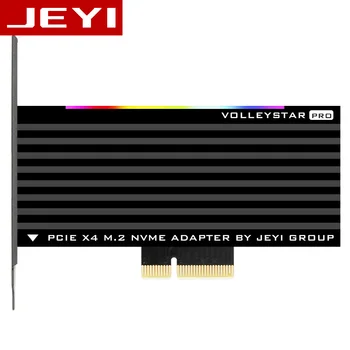 JEYI VolleyStar-PRO Black Šilumos kriaukle heatsink M. 2 NVMe SSD NGFF, KAD PCIE X4 adapteris MKey Uosto korta PCI-E 3.0 x4 visu greičiu RGB LED