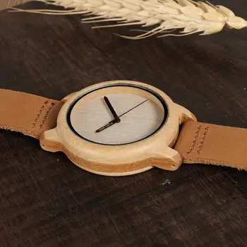 BOBO PAUKŠČIŲ Medienos Žiūrėti Vyrų A22 Bambuko Vyrų Paprasta Kvarcinis Laikrodis 20mm Odos reloj para hombre