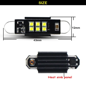 IJDM Automobilių canbus 43mm LED Girlianda 211-2 212-2 214-2 561 Balta Automobilio Šoninių Durų Mandagumo Priešrūkiniai Žibintai Interjero Skaitymo Lemputė 12v