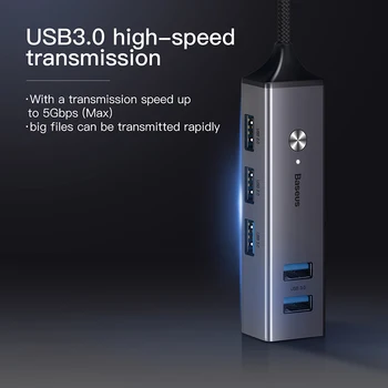 Baseus Multi USB C HUB USB 3.0 USB3. 0 C Tipo STEBULĖS Splitter 