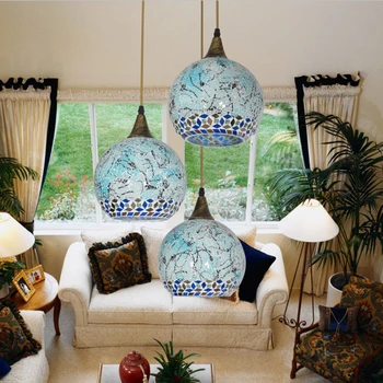 Viduržemio jūros Bohemiškas stilius stiklo lempų gaubtų pakabukas šviesos Sustabdytas Šviestuvas, koridoriaus, miegamojo lempa