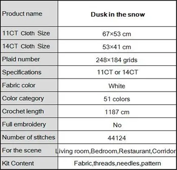 Sutemų sniego 11CT Skaičiuojami atspausdinta ant Drobės DMC 14CT Kryželiu Siuvinėjimo rinkinių Rankdarbiams Rinkinys 