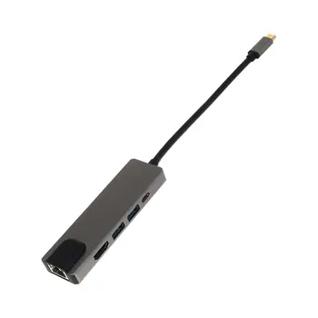 USB Tipo C Hub Doko Adapteris su 4K HDMI PD RJ45 Ethernet Lan Mokestis Multifuctional Kortelių Skaitytuvas Dviguba C Tipo Pluoštas 1 Maišelis