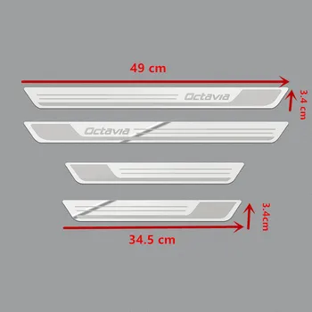 Už Skoda Octavia A5 A7 2007-2012 M. 2013 m. m. m. 2016 Automobilių reikmenys, Automobilių stiliaus Nerūdijančio plieno Durų Slenksčio nusitrinti Plokštė