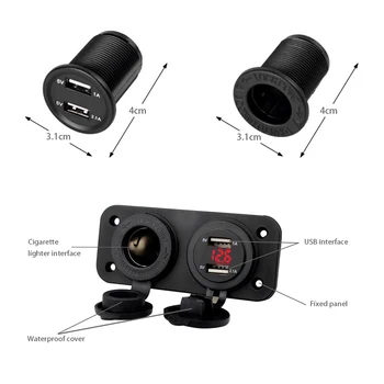 12V Dual USB Greito Įkroviklio Lizdas, Maitinimo Lizdas, Greitai, Nemokamai su LED Voltmeter Automobilių, Valčių, Motociklų Sunkvežimių USB Įkrovikliai